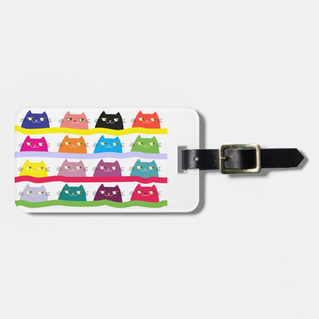 Etiqueta De Bagagem Identificador de Bagagem de Gato Colorido, Viagem  (Frente Horizontal)