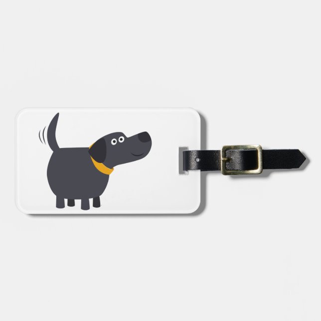 Etiqueta De Bagagem Identificador de Bagagem Labrador Preto Desenho Fo (Frente Horizontal)