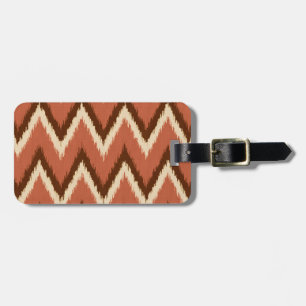 Etiqueta De Bagagem Ikat Chevron Stripes - Ferrugem, castanha e bege