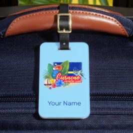 Etiqueta De Bagagem Ilha de caribe Retro Curacao com vinheta de tartar