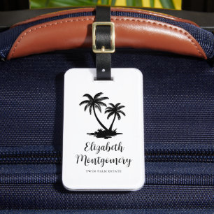 Etiqueta De Bagagem Ilha de Palmeiras Tropicais Viagem