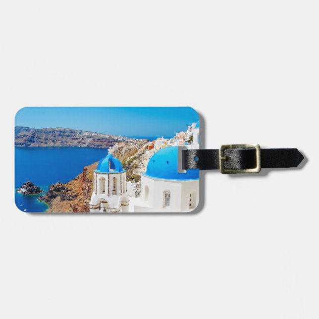 Etiqueta De Bagagem Ilha de Santorini - Caldera, piscina (Frente Horizontal)