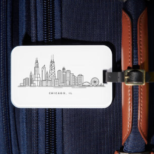 Etiqueta De Bagagem Ilustração da paisagem urbana de Chicago IL