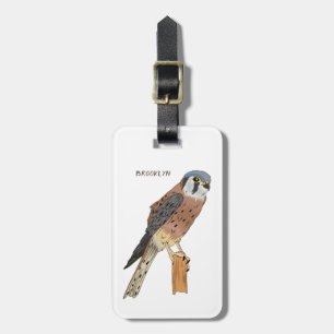 Etiqueta De Bagagem Ilustração de ave do Kestrel Americano
