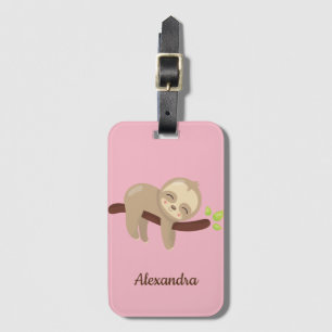 Etiqueta De Bagagem Ilustração de Boca Bonita em Monograma Cor-de-Rosa