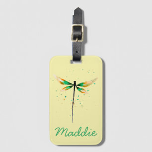 Etiqueta De Bagagem Ilustração de cor de água doce Dragonfly