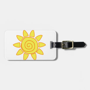 Etiqueta De Bagagem Ilustração de Crianças Desenhando o Sol Fofa