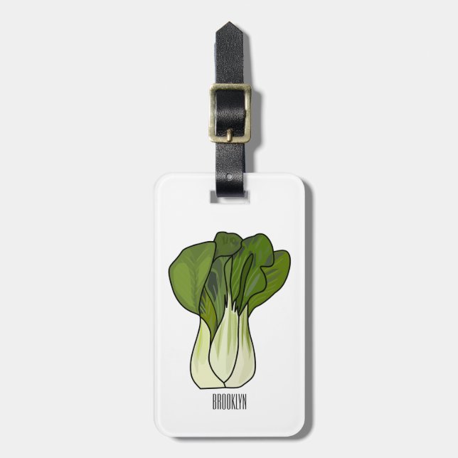 Etiqueta De Bagagem Ilustração de desenho animado Bok choy (Frente Vertical)