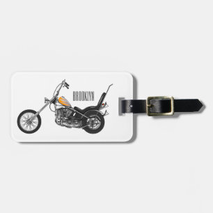 Etiqueta De Bagagem Ilustração de desenho animado Chopper Motorcycle 1