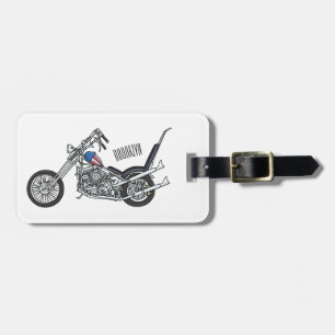 Etiqueta De Bagagem Ilustração de desenho animado Chopper Motorcycle 1