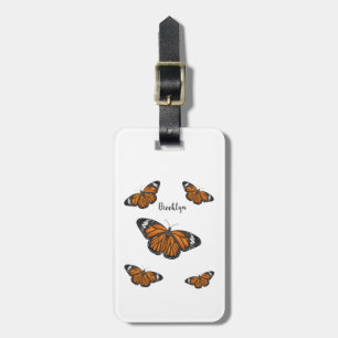 Etiqueta De Bagagem Ilustração de desenho animado da borboleta monarca