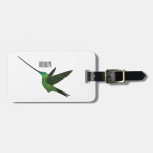 Etiqueta De Bagagem Ilustração de desenho animado de beija-flor-espada