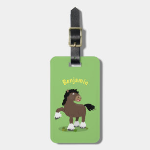 Etiqueta De Bagagem Ilustração de desenho animado de cavalo de corte