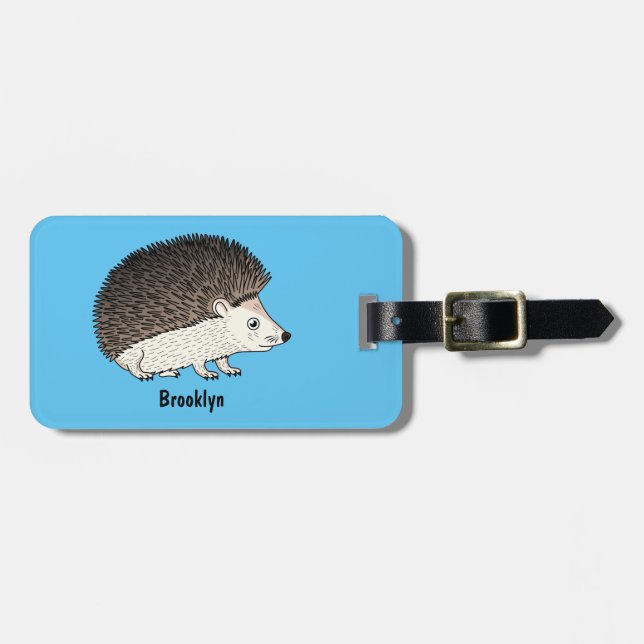 Etiqueta De Bagagem Ilustração de desenho animado de ouriço picante (Frente Horizontal)