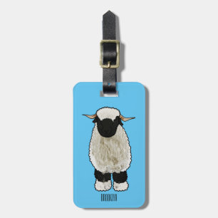 Etiqueta De Bagagem Ilustração de desenho animado de ovelha Valais Bla