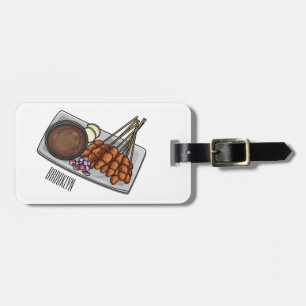 Etiqueta De Bagagem Ilustração de desenho animado de Satay