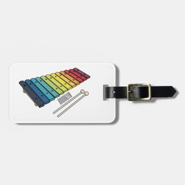 Etiqueta De Bagagem Ilustração de desenho animado de xilofone (Frente Horizontal)