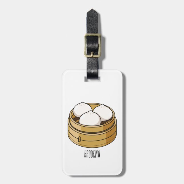 Etiqueta De Bagagem Ilustração de desenho animado Dim sum (Frente Vertical)