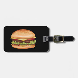 Etiqueta De Bagagem Ilustração de Hambúrguer Fast Food com Texto Perso