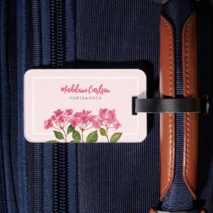 Etiqueta De Bagagem Ilustração de Lacecaps de Hydrangea Pink de Aquare