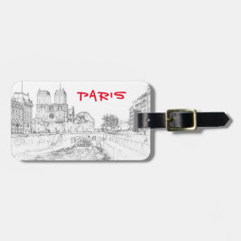 Etiqueta De Bagagem Ilustração de Notre Dame de Paris