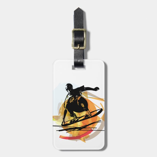 Etiqueta De Bagagem Ilustração de Sandboarding (Frente Vertical)