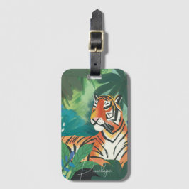Etiqueta De Bagagem Ilustração de Tigre Selva com Nome