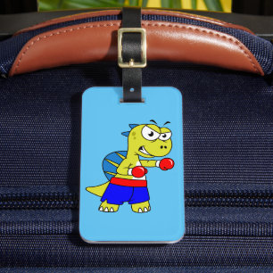 Etiqueta De Bagagem Ilustração De Um Boxing De Espinossauro.