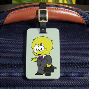 Etiqueta De Bagagem Ilustração De Um Empresário Tricerátopo.