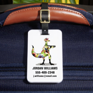 Etiqueta De Bagagem Ilustração De Um Fotógrafo De Iguanodon.