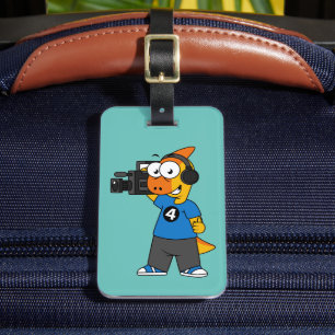 Etiqueta De Bagagem Ilustração De Um Operador De Câmara Parasaurolophu