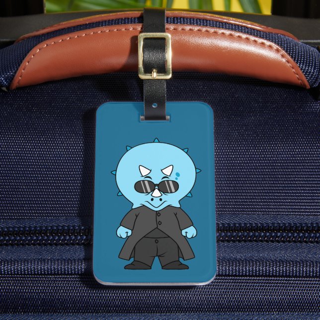 Etiqueta De Bagagem Ilustração De Um Tricerátops Matriz. (Frente Insitu 2)