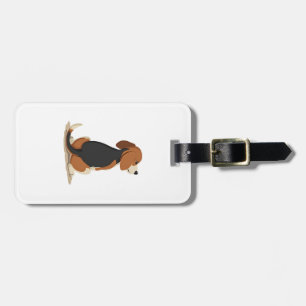 Etiqueta De Bagagem Ilustração de Vista Posterior de Cachorro Beagle V