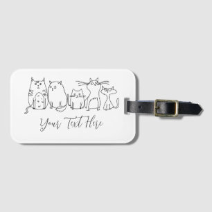 Etiqueta De Bagagem Ilustração do desenho de arte de gangue Cat Line