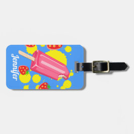 Etiqueta De Bagagem Ilustração do picolé rosa e morangos
