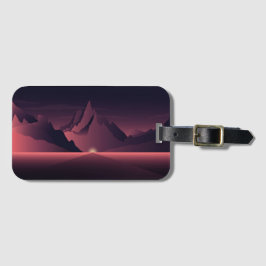 Etiqueta De Bagagem Ilustração do pôr do sol da montanha