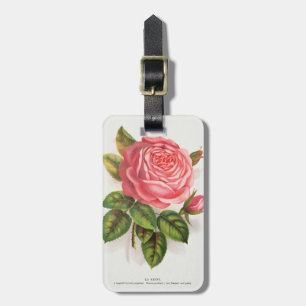 Etiqueta De Bagagem Ilustração Floral Rosa Antiga Cottagecore