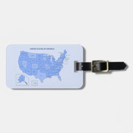 Etiqueta De Bagagem Ilustração Mínima do Mapa dos Estados Unidos em Az