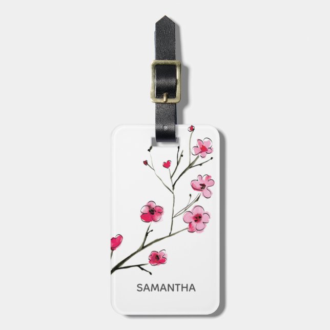Etiqueta De Bagagem Ilustração personalizada do Blossom de Cereja Japo (Frente Vertical)