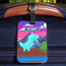 Etiqueta De Bagagem Ilustração Pixelada de Dinossauro - Gamer Pixel do