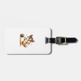 Etiqueta De Bagagem Ilustração Vetorial de Cachorro Corgi Vintage Joga