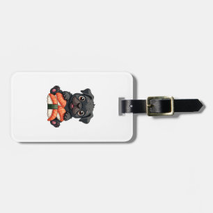Etiqueta De Bagagem Ilustração Vetorial de Sushi de Pug Preto Fofo Vin
