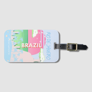 Etiqueta De Bagagem Ilustração Viagem de Arte Azul no Rio de Janeiro