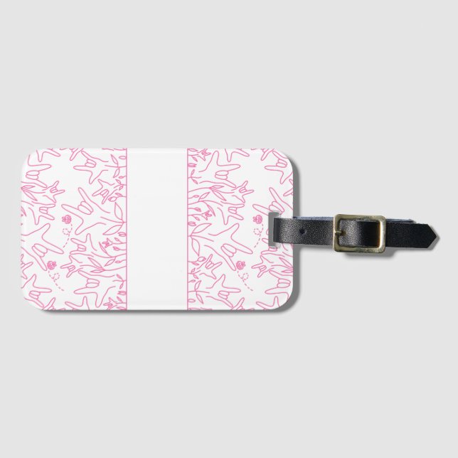 Etiqueta De Bagagem ILY Bloom - Design ASL de Nome Personalizado (Frente Horizontal)