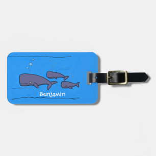 Etiqueta De Bagagem Imagem das baleias de desenho animado migrante em 