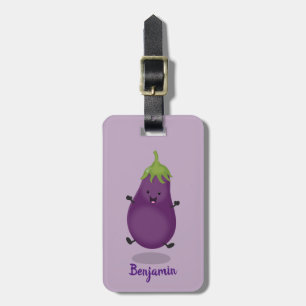 Etiqueta De Bagagem Imagem de desenho animado de beringela doce e feli