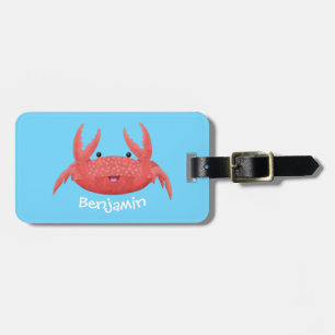 Etiqueta De Bagagem Imagem de desenho animado de caranguejo vermelho-b