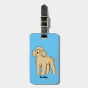 Etiqueta De Bagagem Imagem de desenho animado de poodle marrom feliz