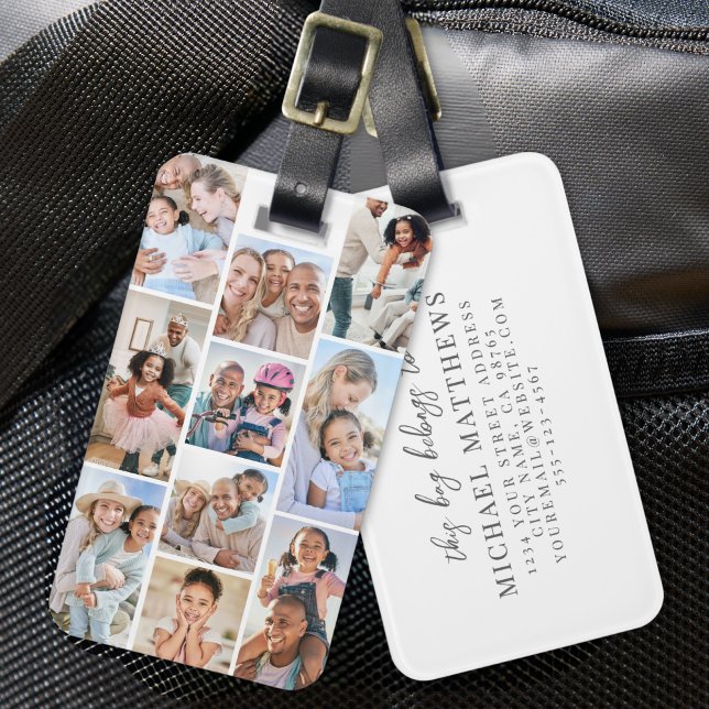 Etiqueta De Bagagem Imagem Elegante Simples Colagem de Fotos (Photo Collage Simple Elegant Picture Luggage Tag)