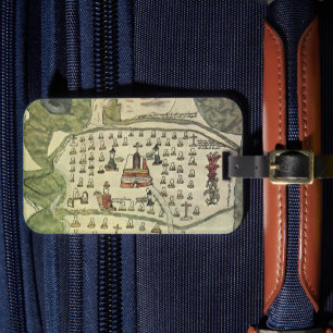 Etiqueta De Bagagem Império Asteca de Montezuma, mapa mundial antigo,